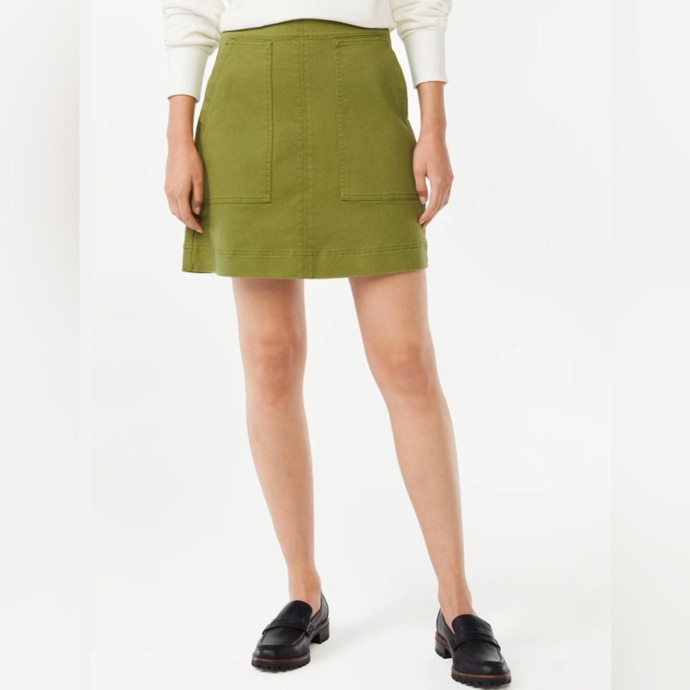 NWT Free Assembly olive green denim skirt with pockets